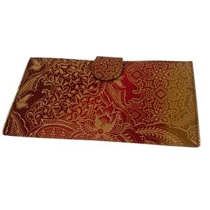 Vintage Red & Gold Floral Print Wallet
